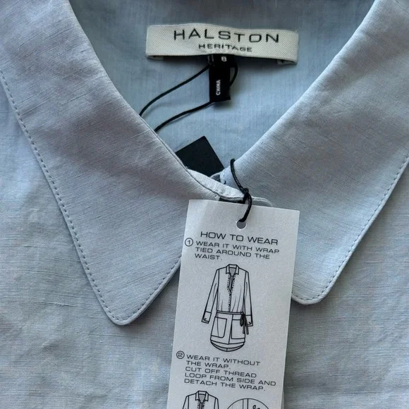 HALSTON HERITAGE Blue Shirt Dress Size 8 - Picture 5 of 10